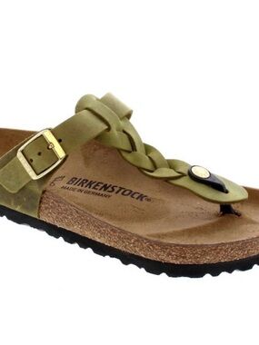 Birkenstock Women’s Gizah Olive oiled leather Sz 8 Braided Toe-Post Sandal